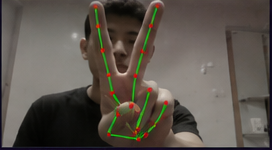 Sinal de paz com rastreamento de mão para duplo clique