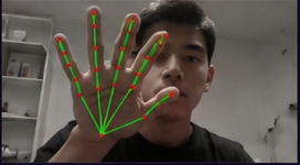 Mão aberta com rastreamento de pontos para mover o cursor